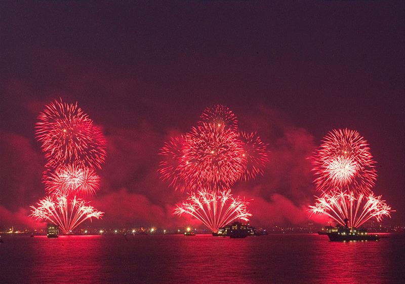 Firework display on the evening after the International Fleet Review on the 28th June.